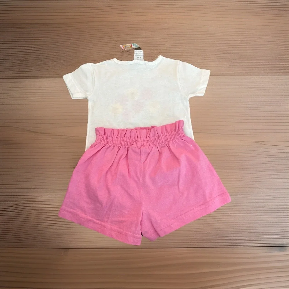 Vintage FunYears Baby Girl‎ 2 Pc Outfit 3-6 Months NOS Floral Top Pink Shorts
